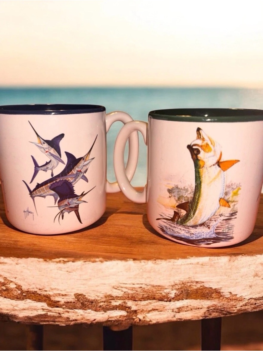 Guy Harvey VTG 1995 Coffee Mug Wildlife Collection #3017 & 3007